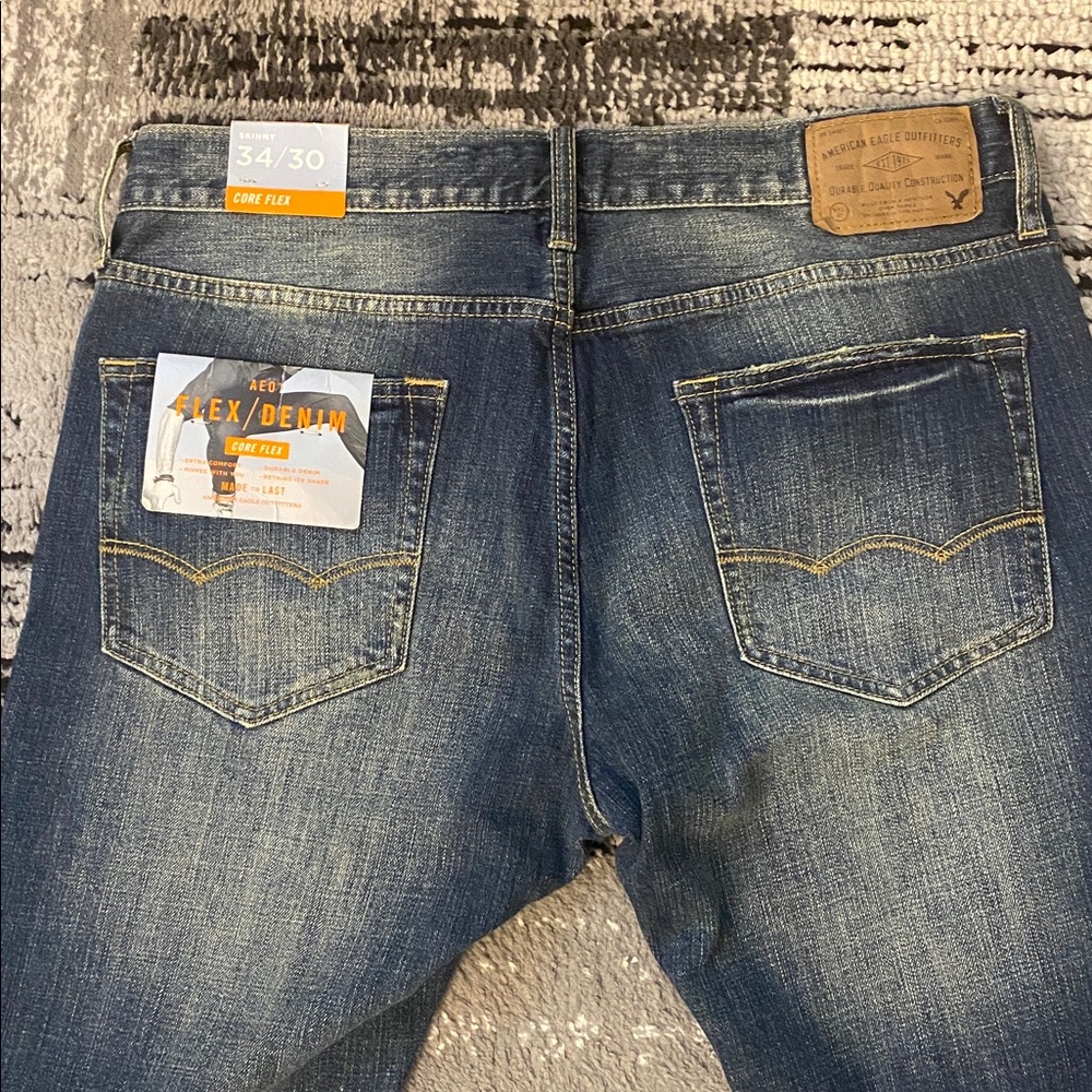 New Men’s American Eagle Core Flex Skinny Jeans 34 x 30 - Picture 8 of 8